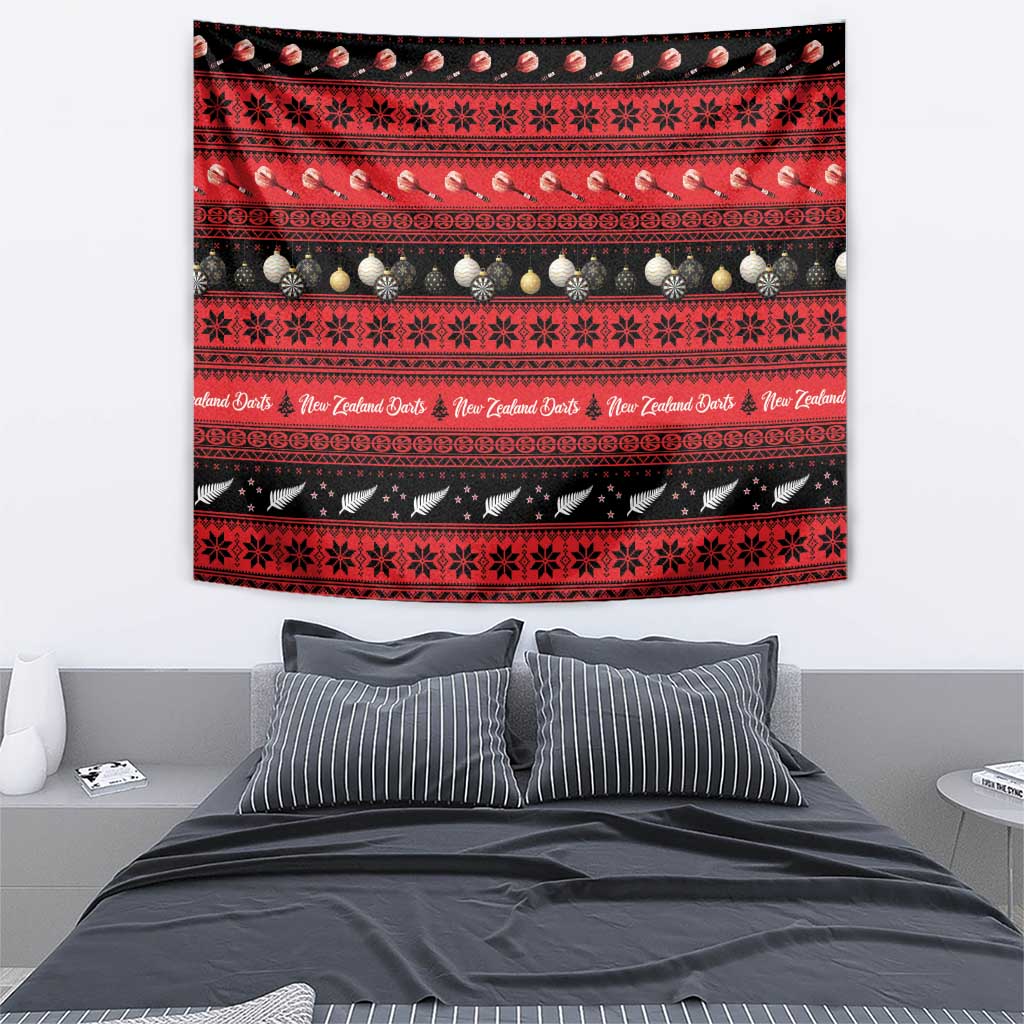New Zealand Darts Christmas Tapestry Merry Xmas Aotearoa Maori Red - Aussie Hoodie