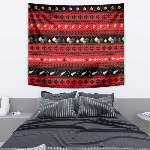New Zealand Darts Christmas Tapestry Merry Xmas Aotearoa Maori Red - Aussie Hoodie