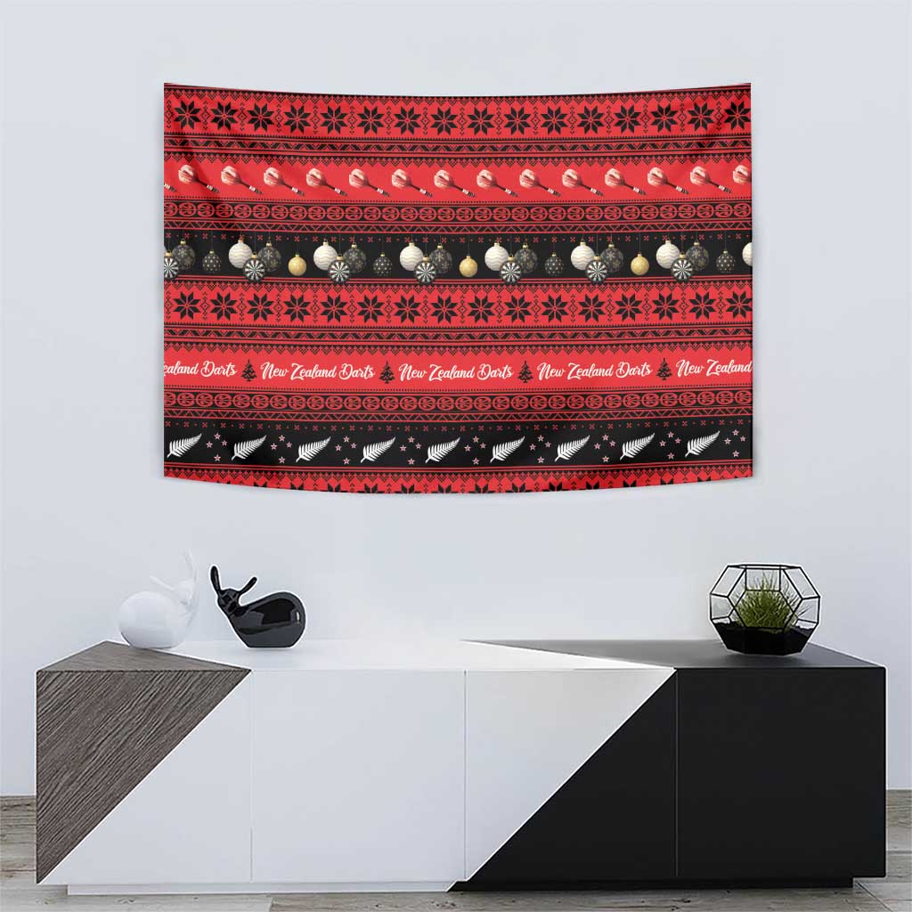 New Zealand Darts Christmas Tapestry Merry Xmas Aotearoa Maori Red - Aussie Hoodie