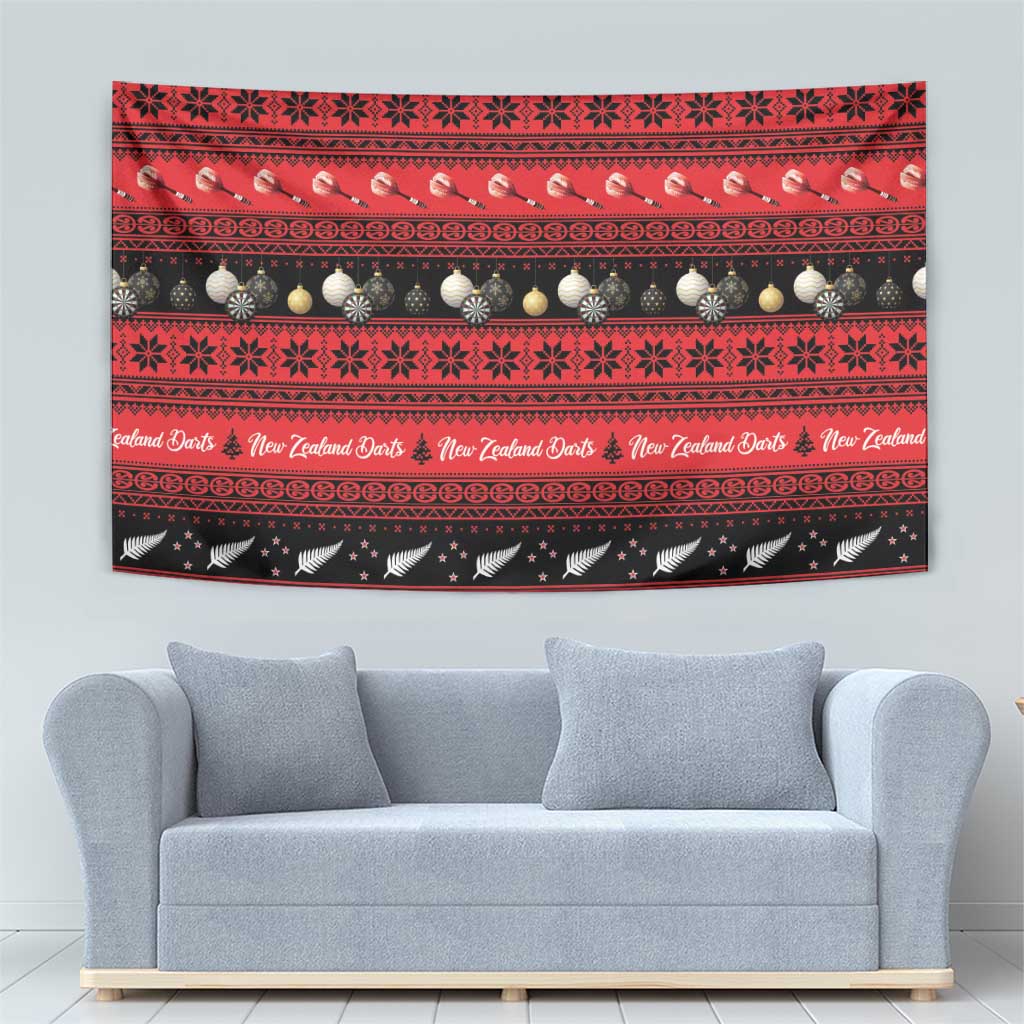 New Zealand Darts Christmas Tapestry Merry Xmas Aotearoa Maori Red - Aussie Hoodie