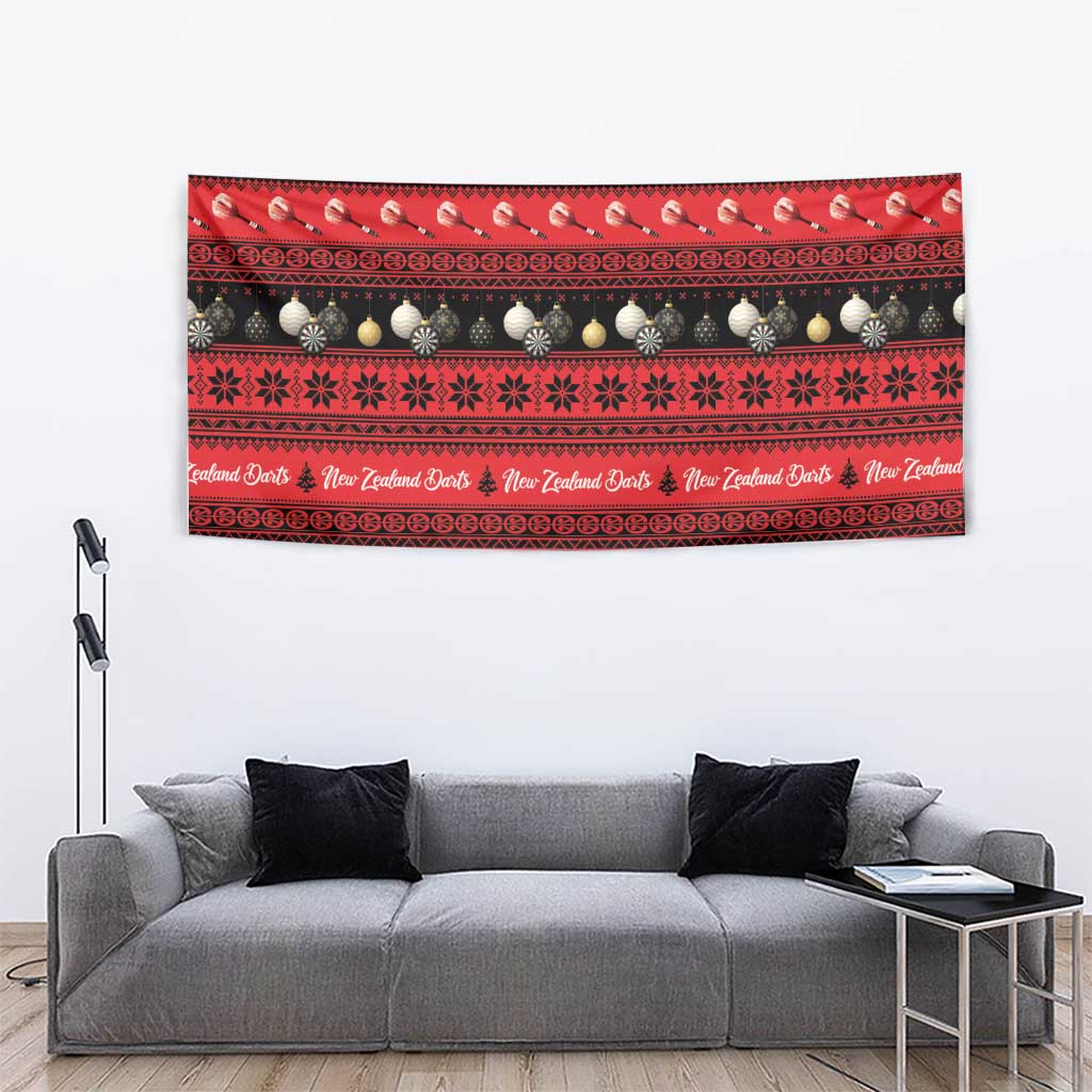 New Zealand Darts Christmas Tapestry Merry Xmas Aotearoa Maori Red - Aussie Hoodie