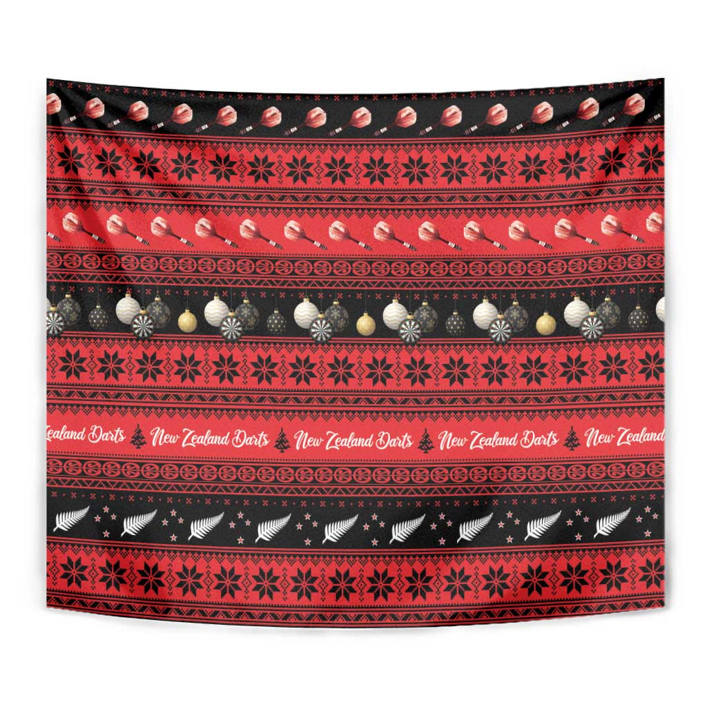 New Zealand Darts Christmas Tapestry Merry Xmas Aotearoa Maori Red - Aussie Hoodie