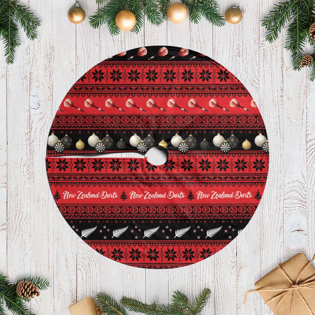 New Zealand Darts Christmas Tree Skirt Merry Xmas Aotearoa Maori Red - Aussie Hoodie