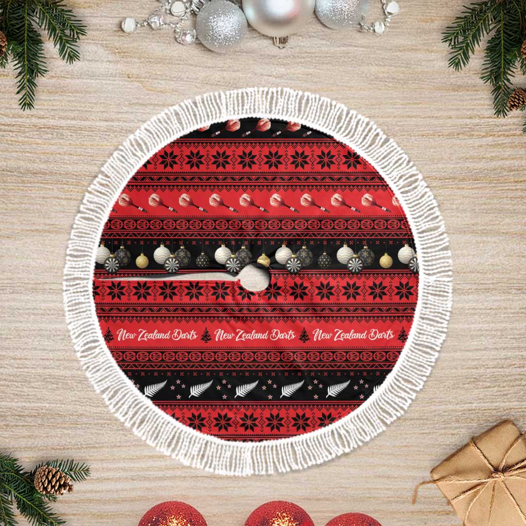 New Zealand Darts Christmas Tree Skirt Merry Xmas Aotearoa Maori Red - Aussie Hoodie
