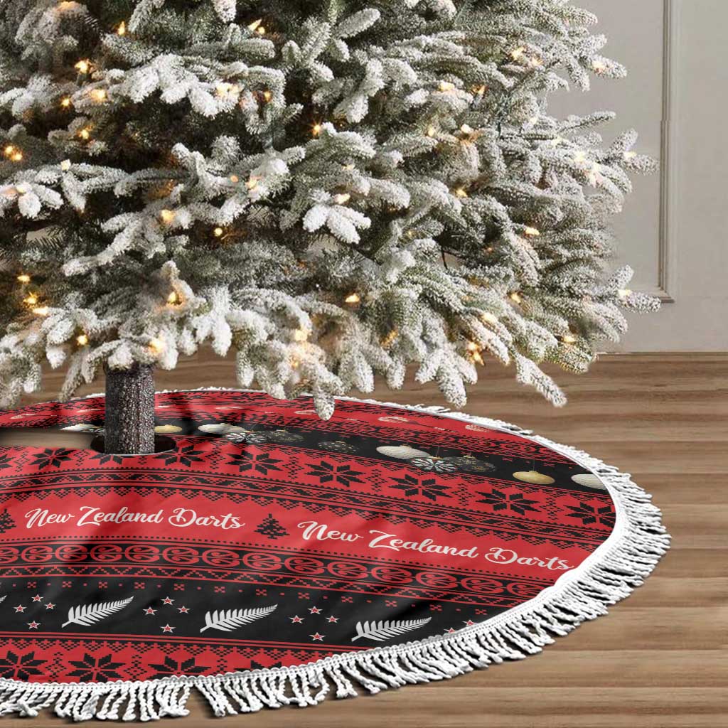 New Zealand Darts Christmas Tree Skirt Merry Xmas Aotearoa Maori Red - Aussie Hoodie