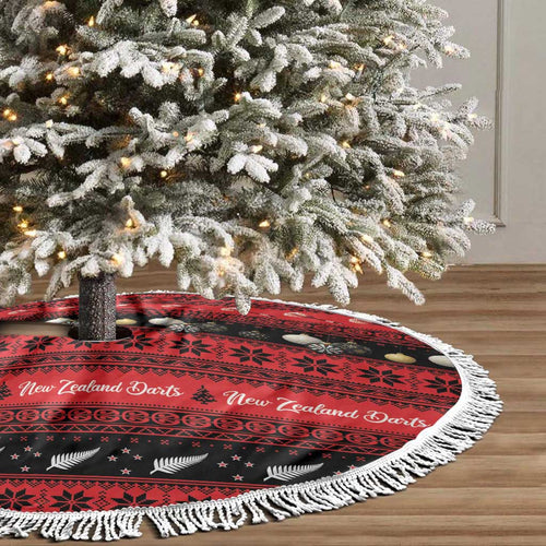 New Zealand Darts Christmas Tree Skirt Merry Xmas Aotearoa Maori Red - Aussie Hoodie