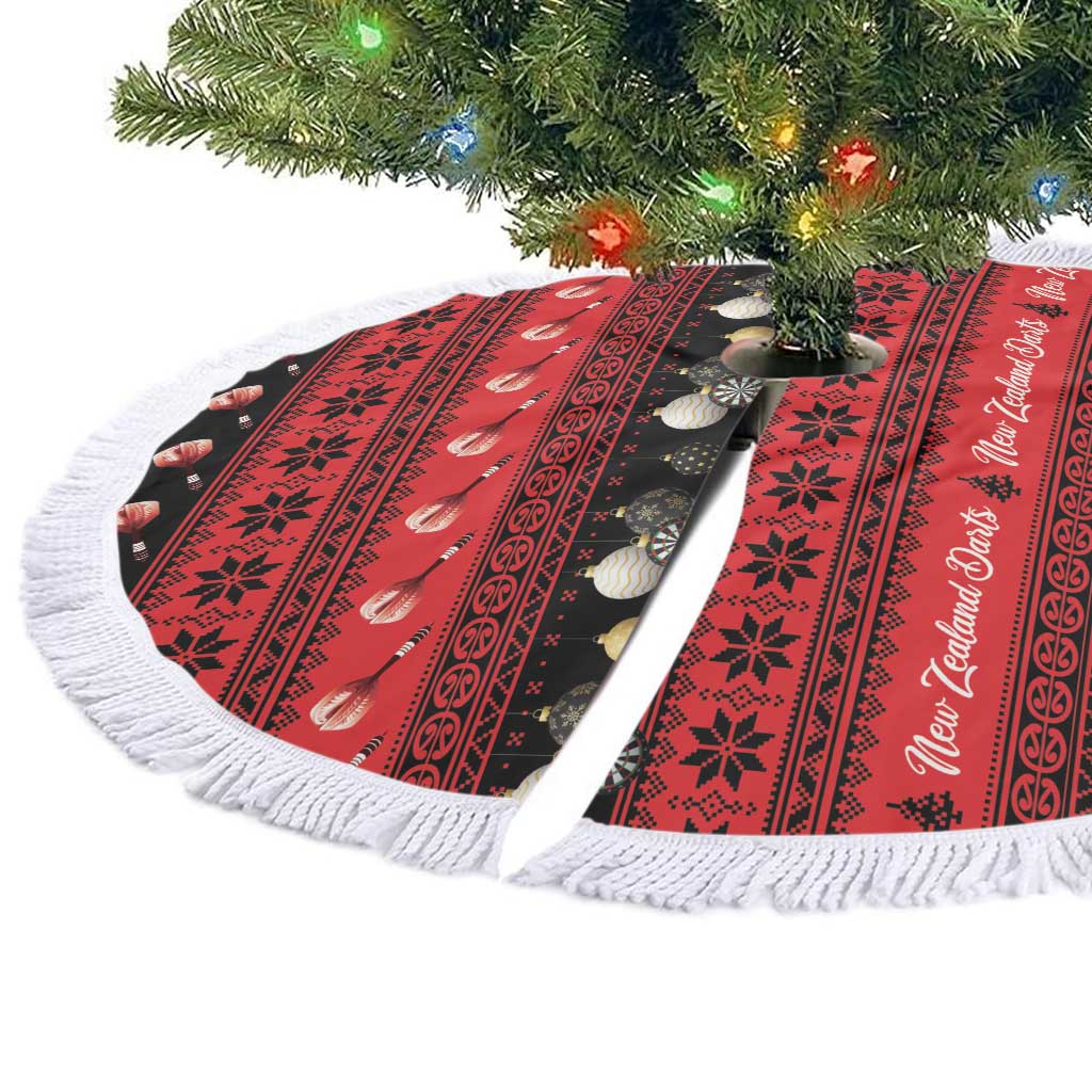 New Zealand Darts Christmas Tree Skirt Merry Xmas Aotearoa Maori Red - Aussie Hoodie