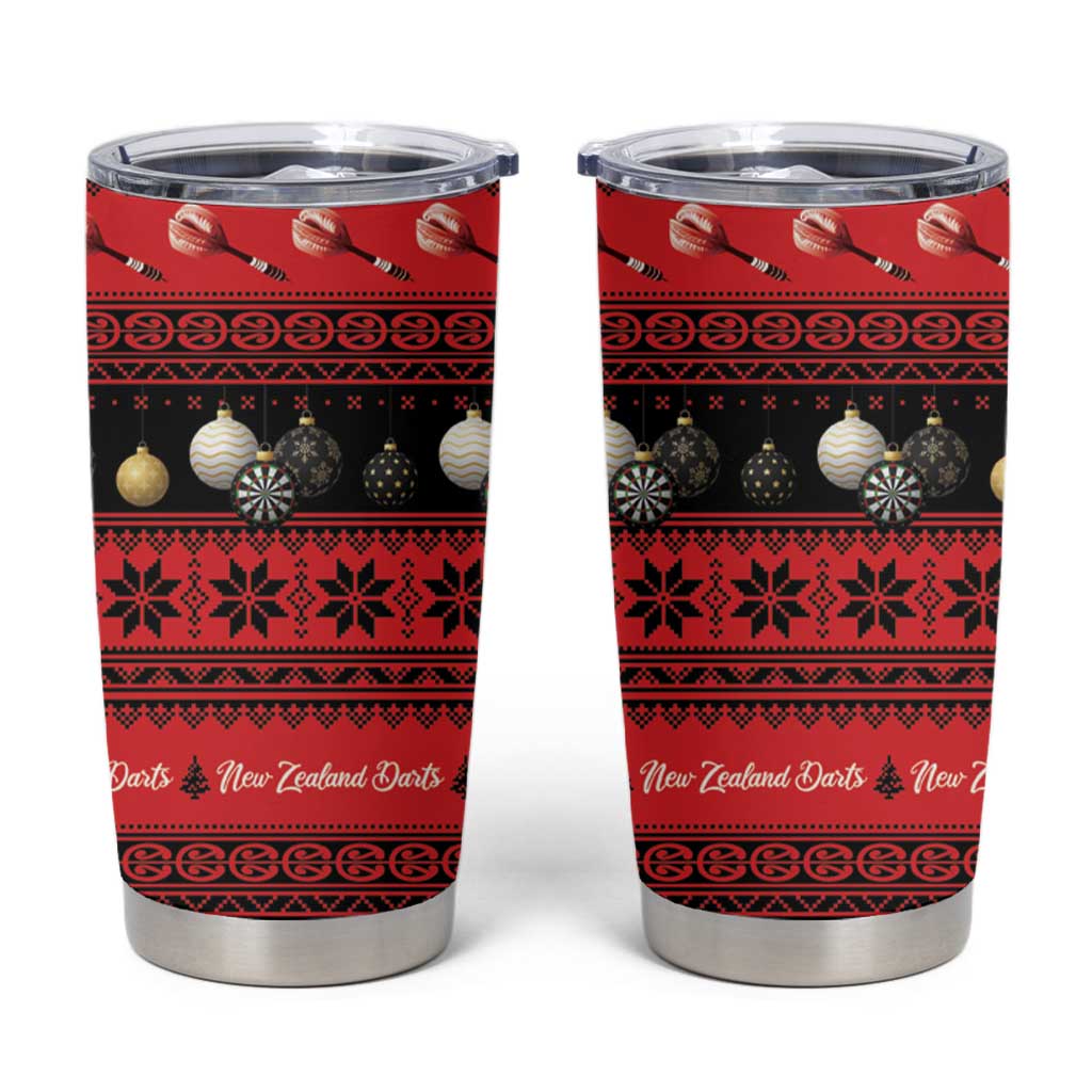 New Zealand Darts Christmas Tumbler Cup Merry Xmas Aotearoa Maori Red - Aussie Hoodie