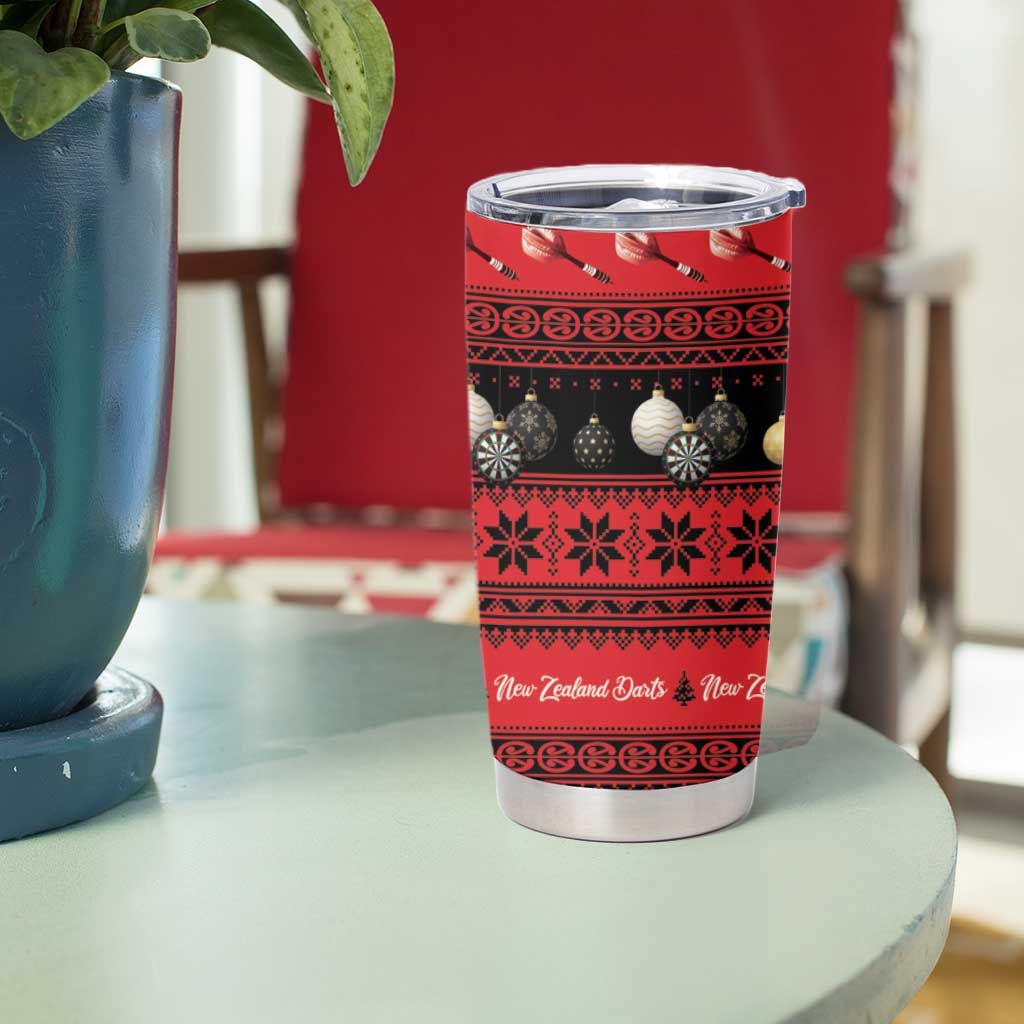 New Zealand Darts Christmas Tumbler Cup Merry Xmas Aotearoa Maori Red - Aussie Hoodie
