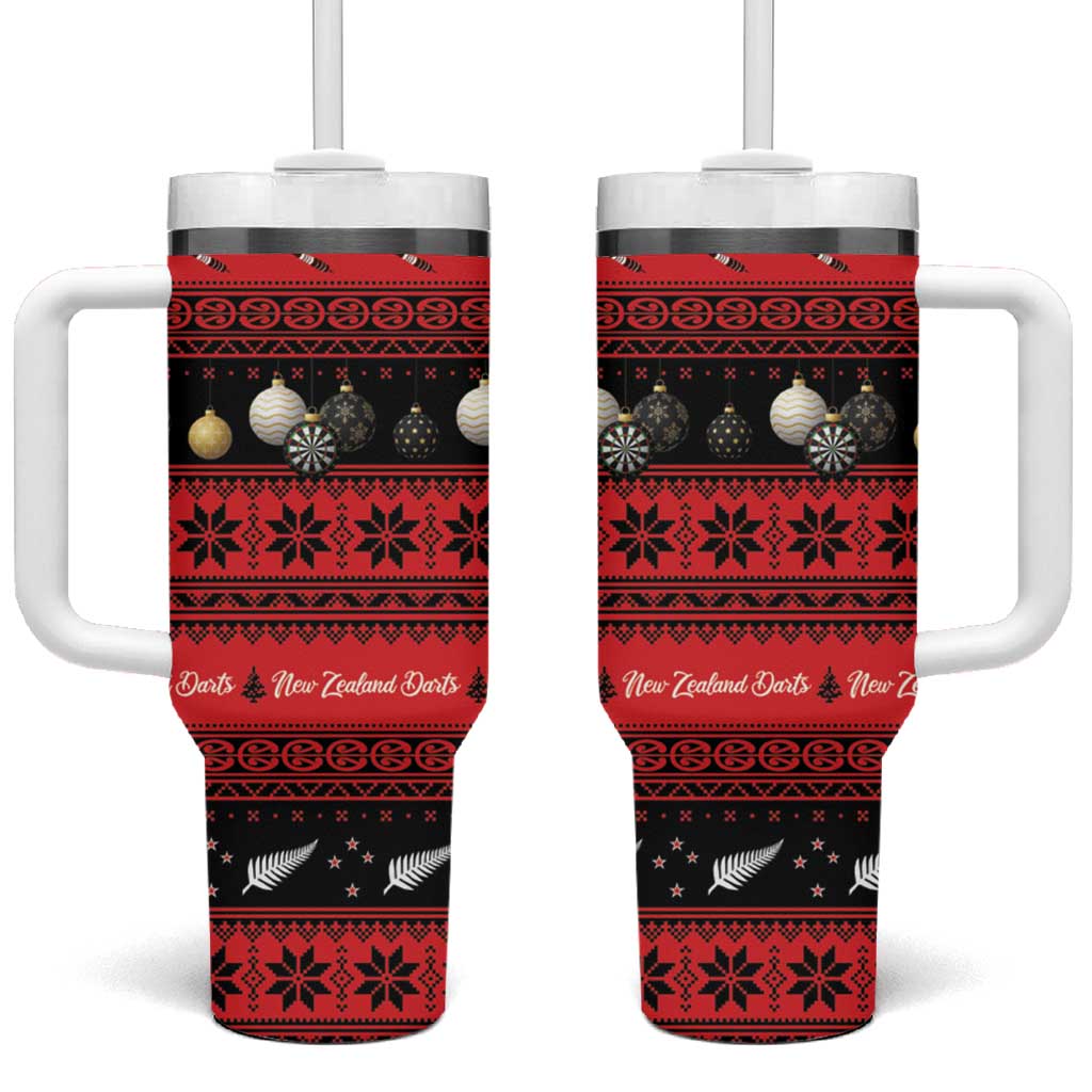 New Zealand Darts Christmas Tumbler With Handle Merry Xmas Aotearoa Maori Red - Aussie Hoodie