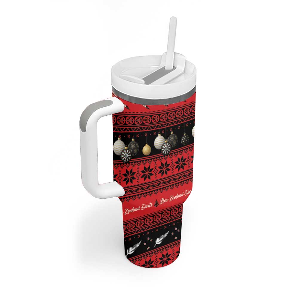 New Zealand Darts Christmas Tumbler With Handle Merry Xmas Aotearoa Maori Red - Aussie Hoodie