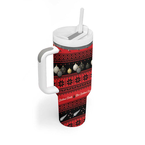 New Zealand Darts Christmas Tumbler With Handle Merry Xmas Aotearoa Maori Red - Aussie Hoodie
