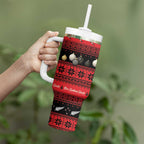 New Zealand Darts Christmas Tumbler With Handle Merry Xmas Aotearoa Maori Red - Aussie Hoodie