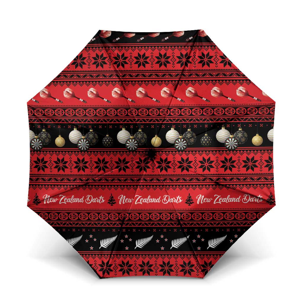 New Zealand Darts Christmas Umbrella Merry Xmas Aotearoa Maori Red - Aussie Hoodie