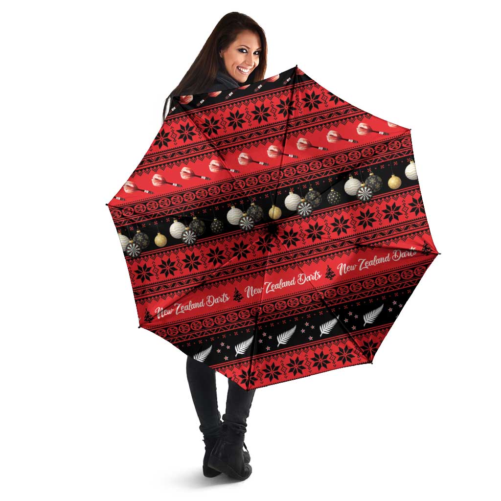 New Zealand Darts Christmas Umbrella Merry Xmas Aotearoa Maori Red - Aussie Hoodie