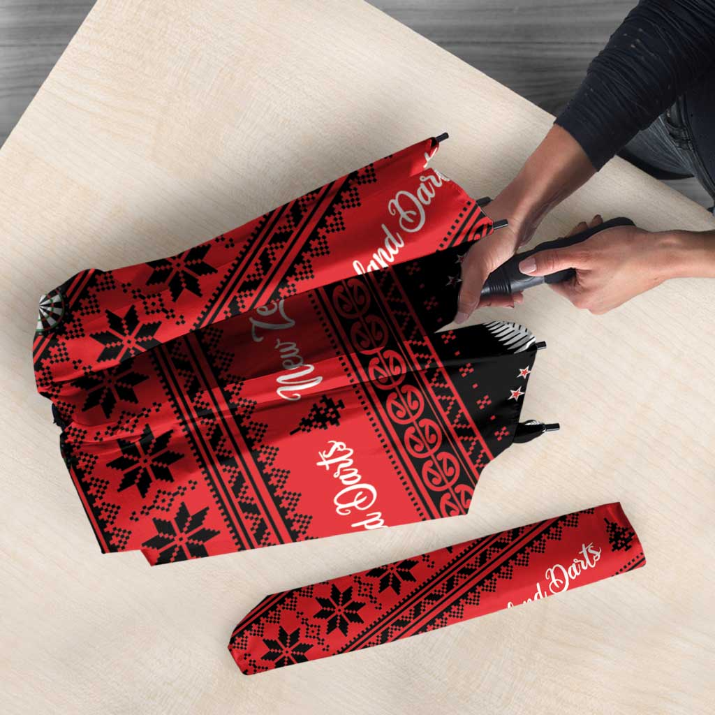New Zealand Darts Christmas Umbrella Merry Xmas Aotearoa Maori Red - Aussie Hoodie