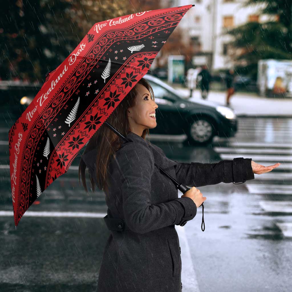 New Zealand Darts Christmas Umbrella Merry Xmas Aotearoa Maori Red - Aussie Hoodie