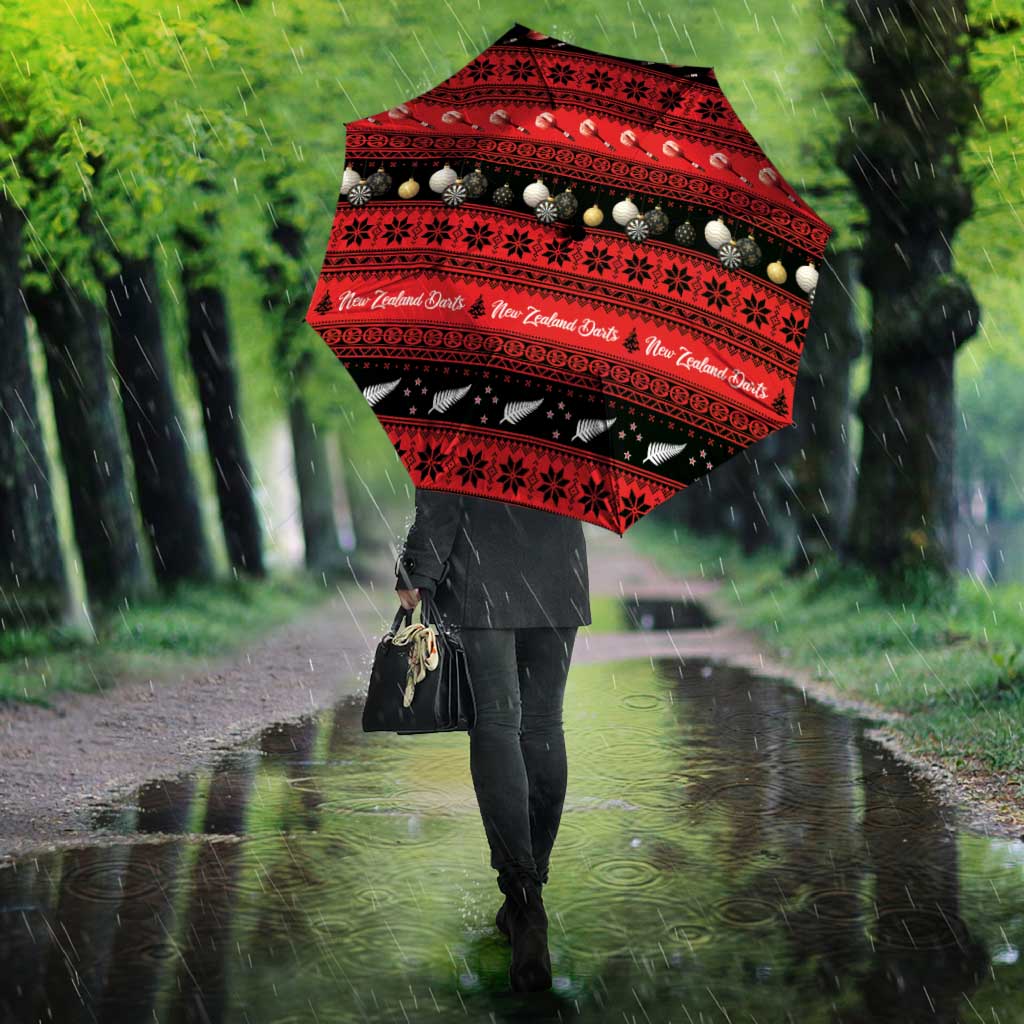 New Zealand Darts Christmas Umbrella Merry Xmas Aotearoa Maori Red - Aussie Hoodie