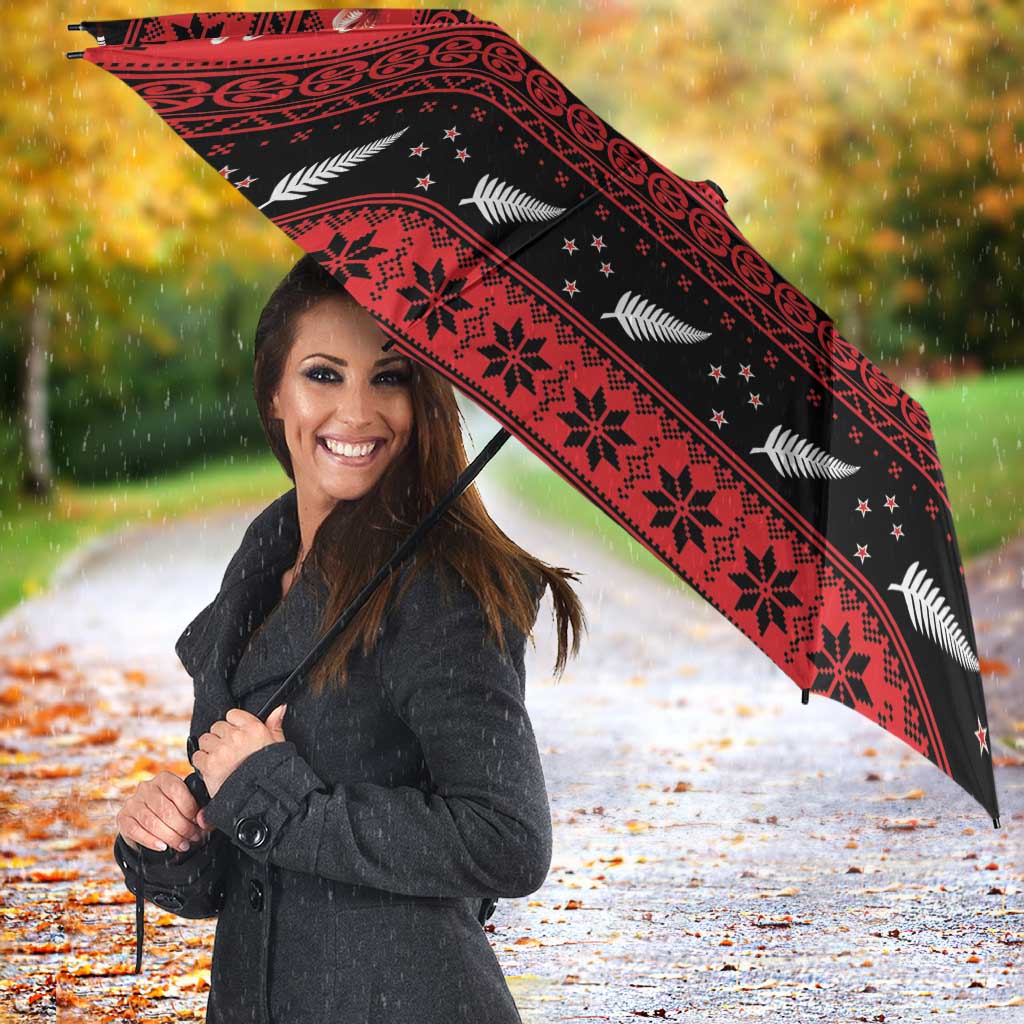 New Zealand Darts Christmas Umbrella Merry Xmas Aotearoa Maori Red - Aussie Hoodie