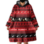 New Zealand Darts Christmas Wearable Blanket Hoodie Merry Xmas Aotearoa Maori Red - Aussie Hoodie