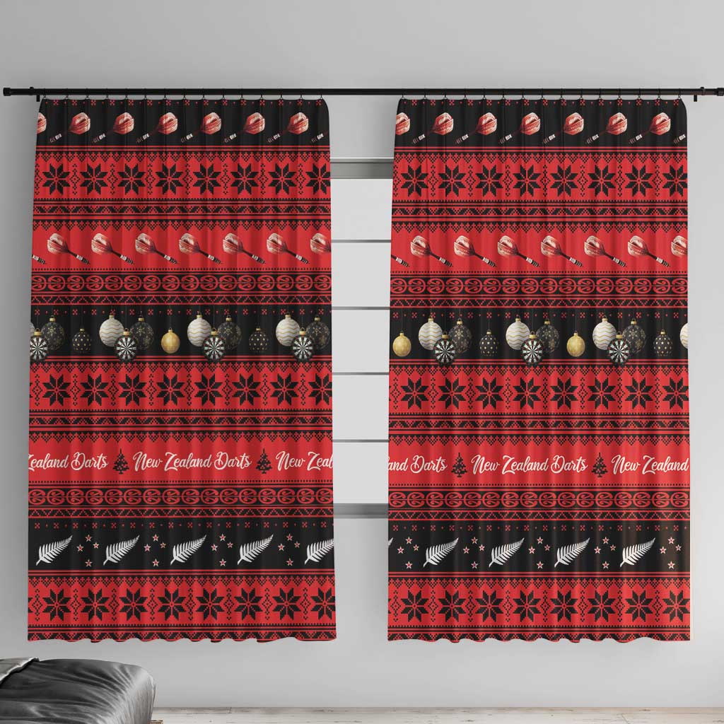 New Zealand Darts Christmas Window Curtain Merry Xmas Aotearoa Maori Red - Aussie Hoodie