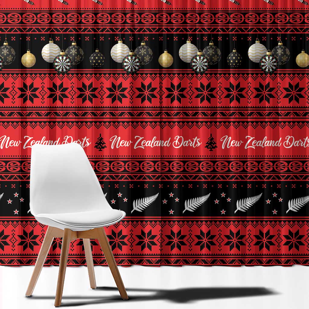 New Zealand Darts Christmas Window Curtain Merry Xmas Aotearoa Maori Red - Aussie Hoodie