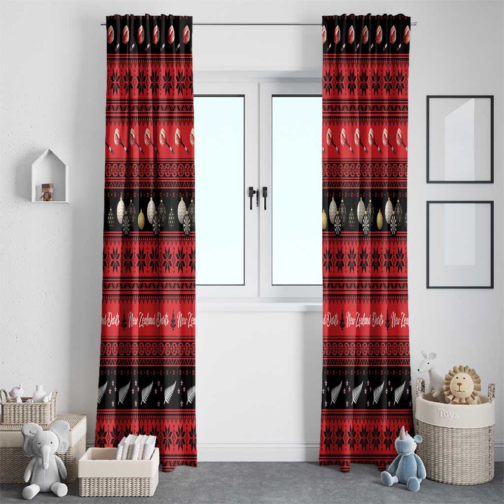 New Zealand Darts Christmas Window Curtain Merry Xmas Aotearoa Maori Red - Aussie Hoodie