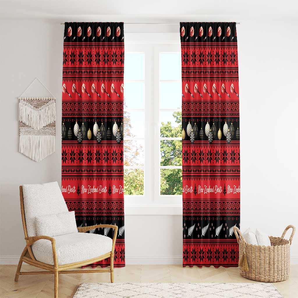 New Zealand Darts Christmas Window Curtain Merry Xmas Aotearoa Maori Red - Aussie Hoodie