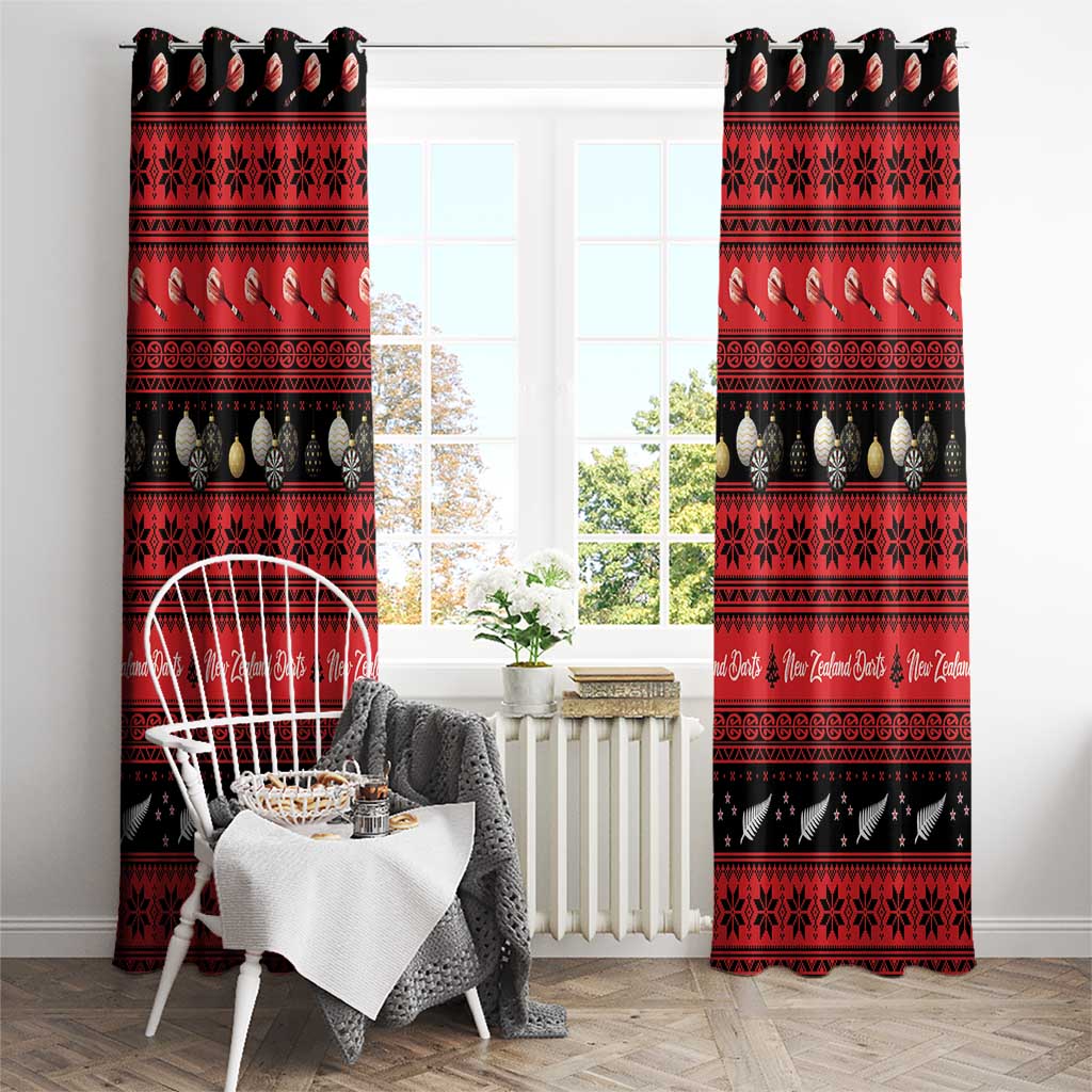 New Zealand Darts Christmas Window Curtain Merry Xmas Aotearoa Maori Red - Aussie Hoodie