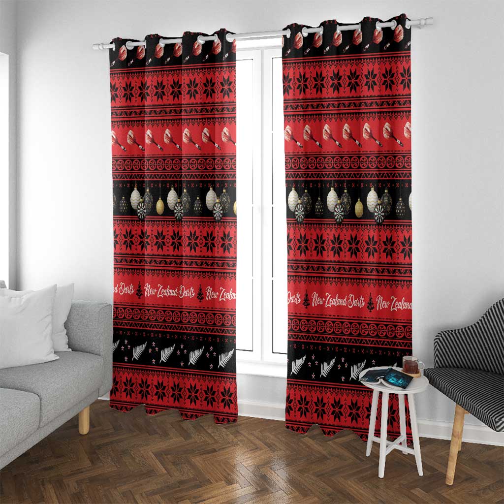 New Zealand Darts Christmas Window Curtain Merry Xmas Aotearoa Maori Red - Aussie Hoodie