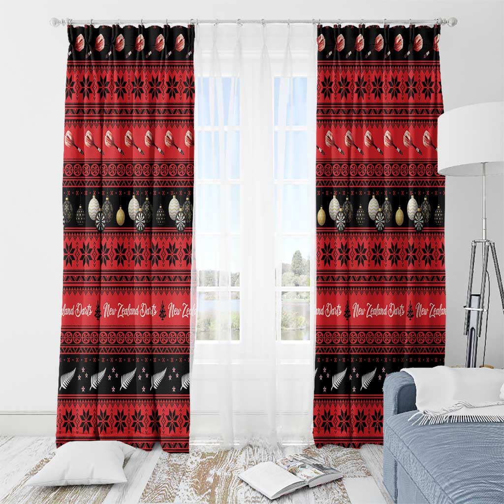 New Zealand Darts Christmas Window Curtain Merry Xmas Aotearoa Maori Red - Aussie Hoodie