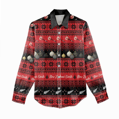 New Zealand Darts Christmas Women Casual Shirt Merry Xmas Aotearoa Maori Red - Aussie Hoodie