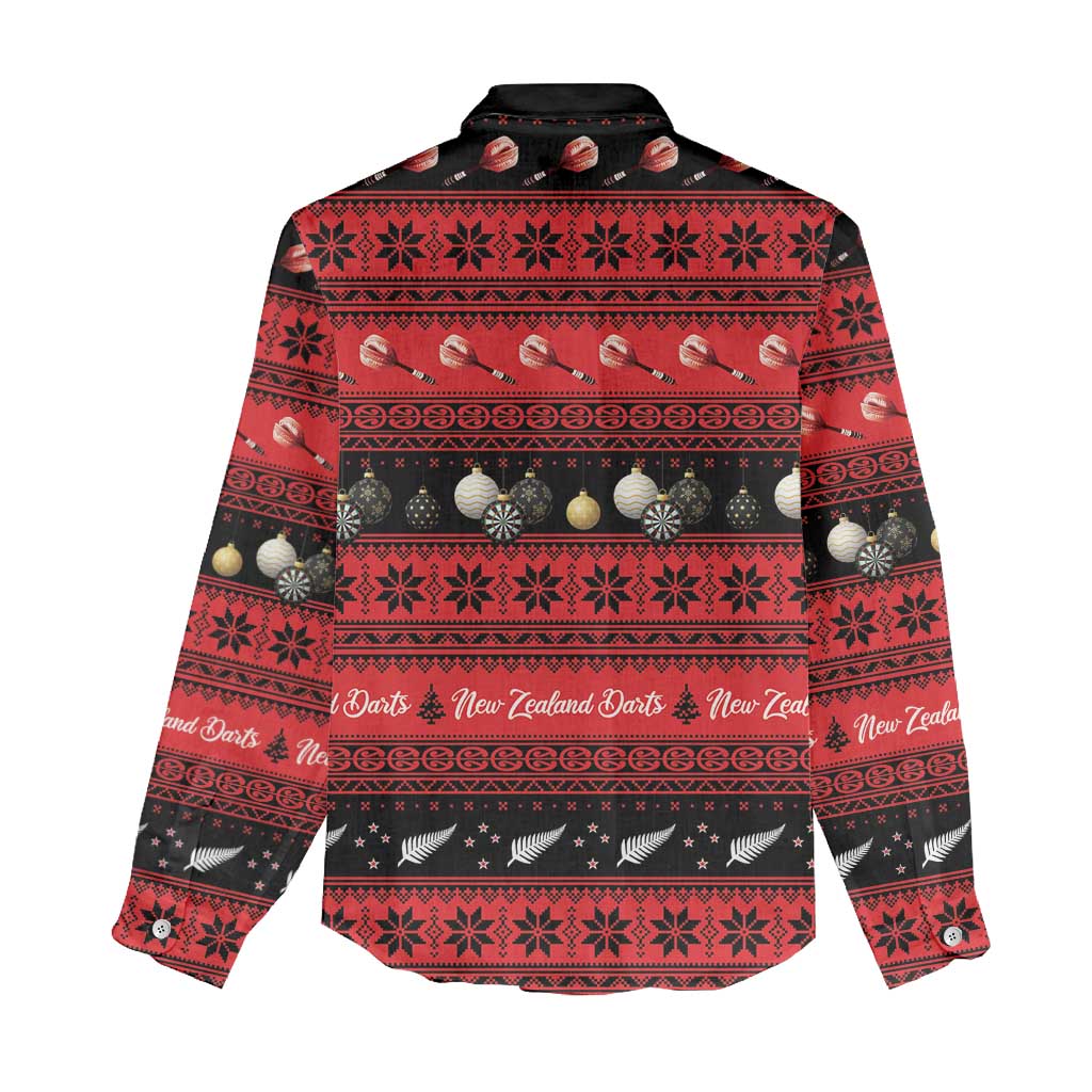 New Zealand Darts Christmas Women Casual Shirt Merry Xmas Aotearoa Maori Red - Aussie Hoodie