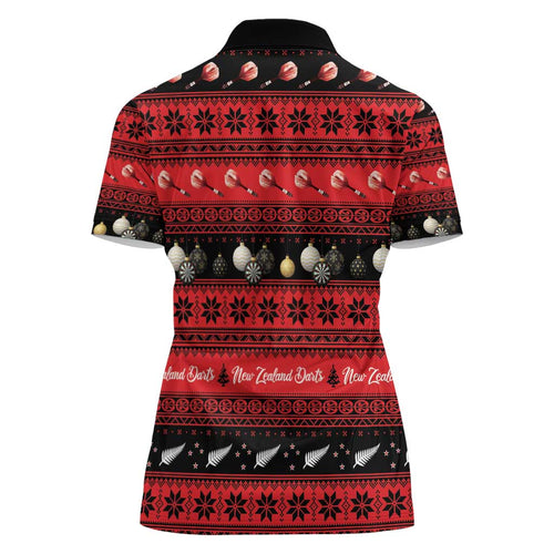 New Zealand Darts Christmas Women Polo Shirt Merry Xmas Aotearoa Maori Red - Aussie Hoodie
