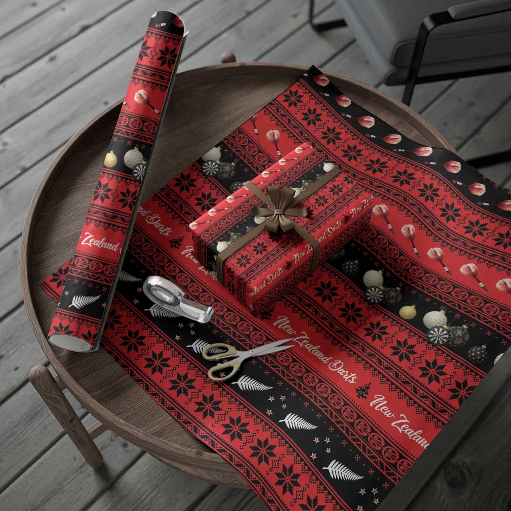 New Zealand Darts Christmas Wrapping Paper Merry Xmas Aotearoa Maori Red - Aussie Hoodie