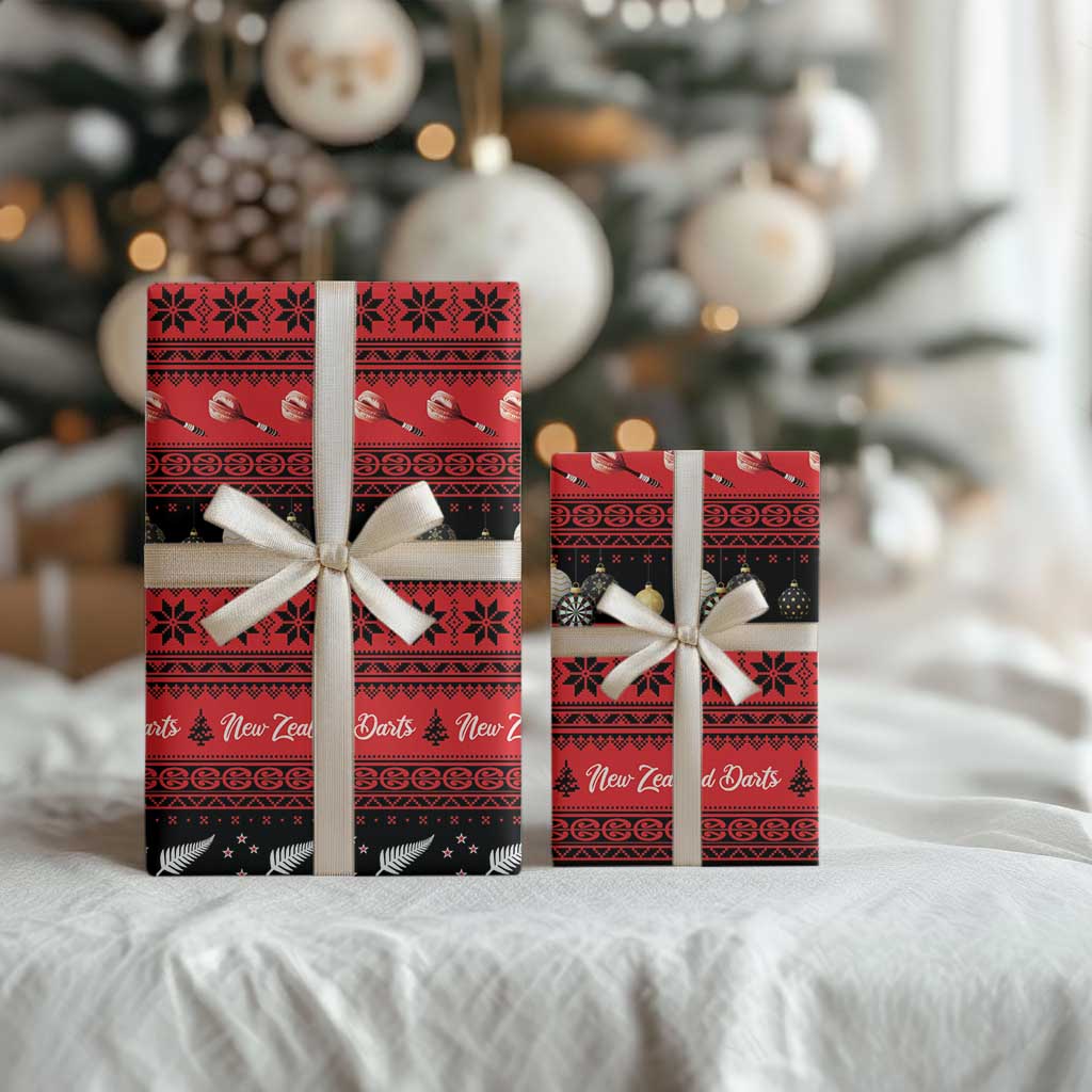 New Zealand Darts Christmas Wrapping Paper Merry Xmas Aotearoa Maori Red - Aussie Hoodie