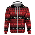 New Zealand Darts Christmas Zip Hoodie Merry Xmas Aotearoa Maori Red - Aussie Hoodie