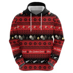 New Zealand Darts Christmas Zip Hoodie Merry Xmas Aotearoa Maori Red - Aussie Hoodie