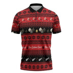 New Zealand Darts Christmas Zipper Polo Shirt Merry Xmas Aotearoa Maori Red - Aussie Hoodie