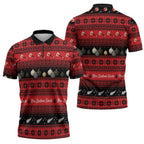 New Zealand Darts Christmas Zipper Polo Shirt Merry Xmas Aotearoa Maori Red - Aussie Hoodie