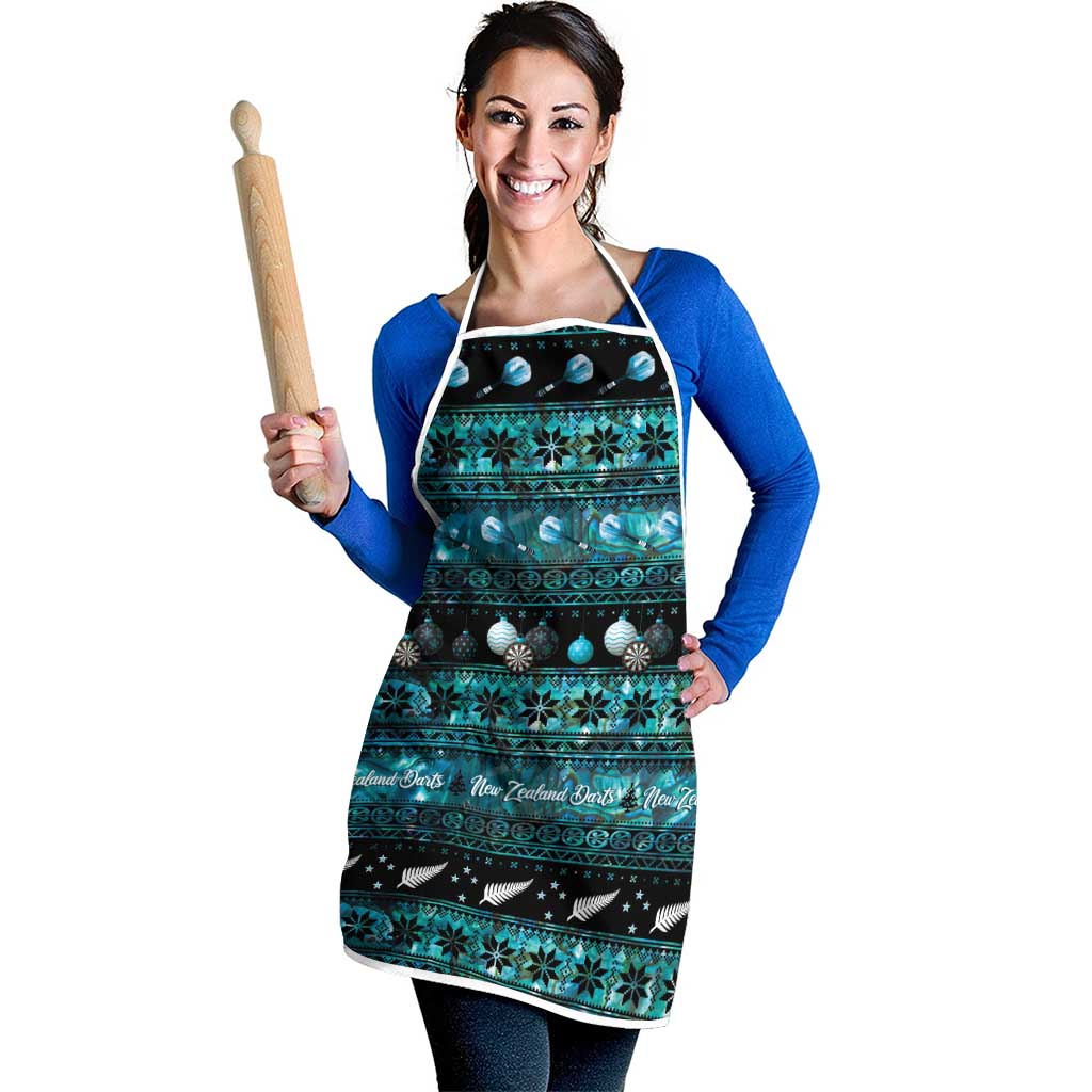 New Zealand Darts Christmas Apron Merry Xmas Aotearoa Maori Paua Shell - Aussie Hoodie