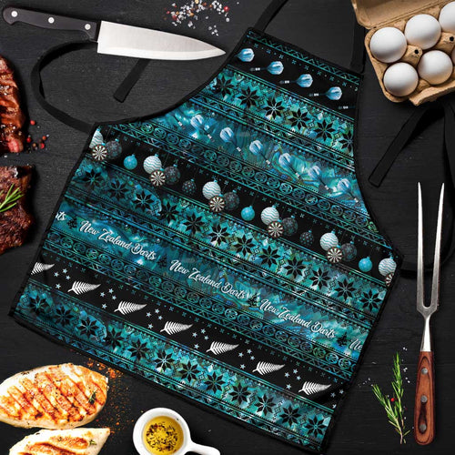 New Zealand Darts Christmas Apron Merry Xmas Aotearoa Maori Paua Shell - Aussie Hoodie
