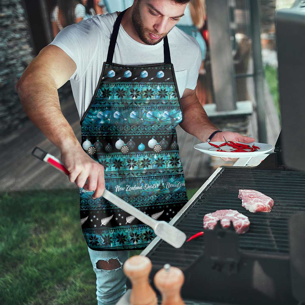 New Zealand Darts Christmas Apron Merry Xmas Aotearoa Maori Paua Shell - Aussie Hoodie