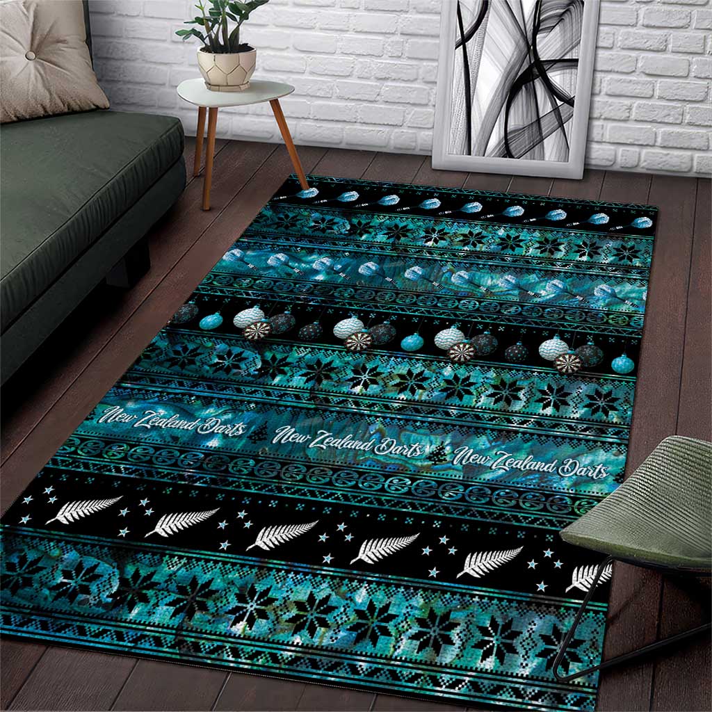 New Zealand Darts Christmas Area Rug Merry Xmas Aotearoa Maori Paua Shell - Aussie Hoodie