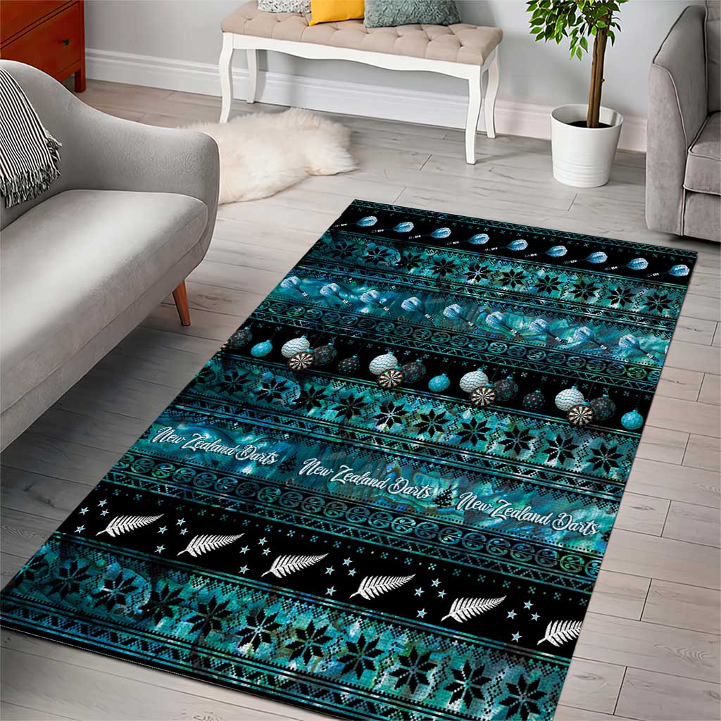 New Zealand Darts Christmas Area Rug Merry Xmas Aotearoa Maori Paua Shell - Aussie Hoodie