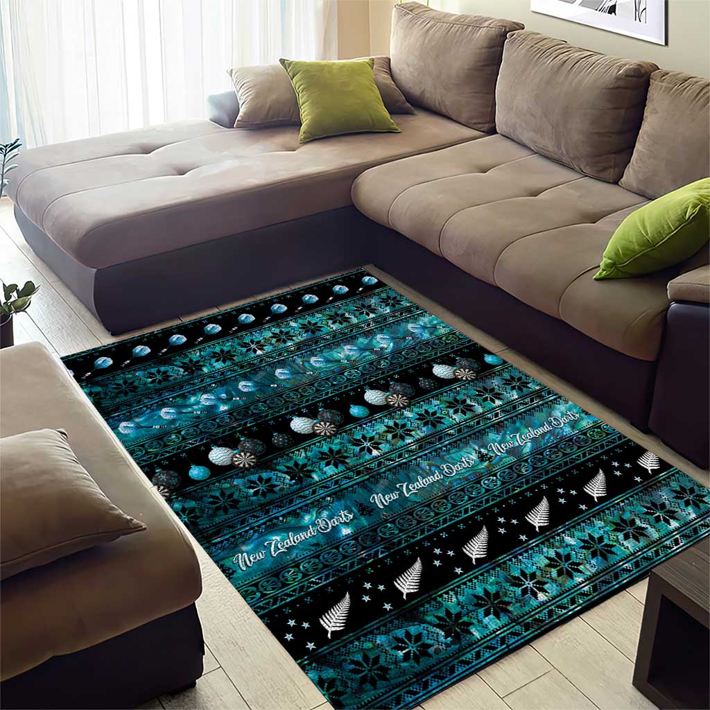 New Zealand Darts Christmas Area Rug Merry Xmas Aotearoa Maori Paua Shell - Aussie Hoodie