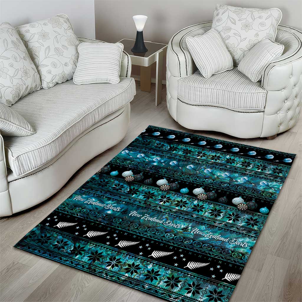 New Zealand Darts Christmas Area Rug Merry Xmas Aotearoa Maori Paua Shell - Aussie Hoodie