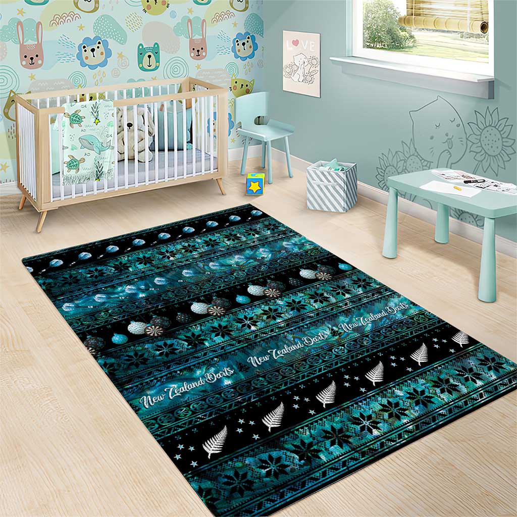 New Zealand Darts Christmas Area Rug Merry Xmas Aotearoa Maori Paua Shell - Aussie Hoodie