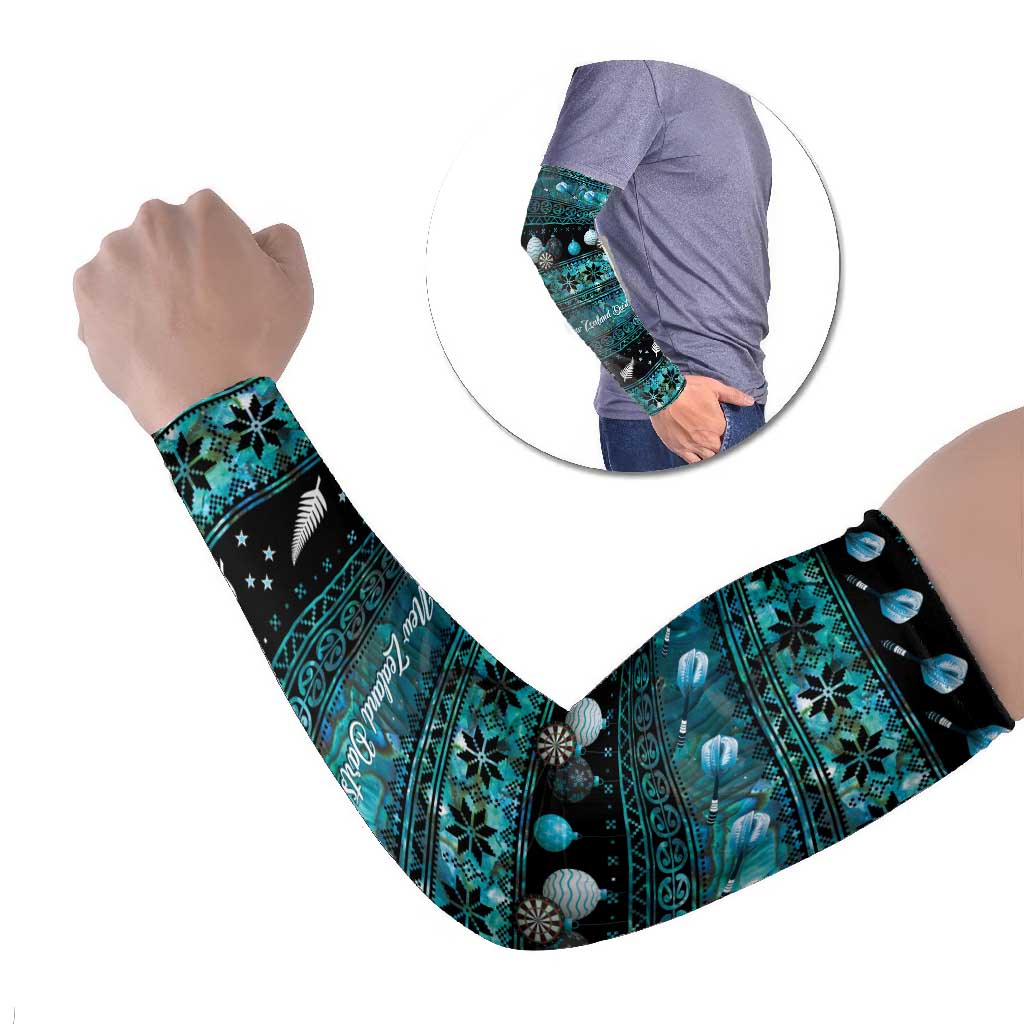 New Zealand Darts Christmas Arm Sleeves Merry Xmas Aotearoa Maori Paua Shell - Aussie Hoodie