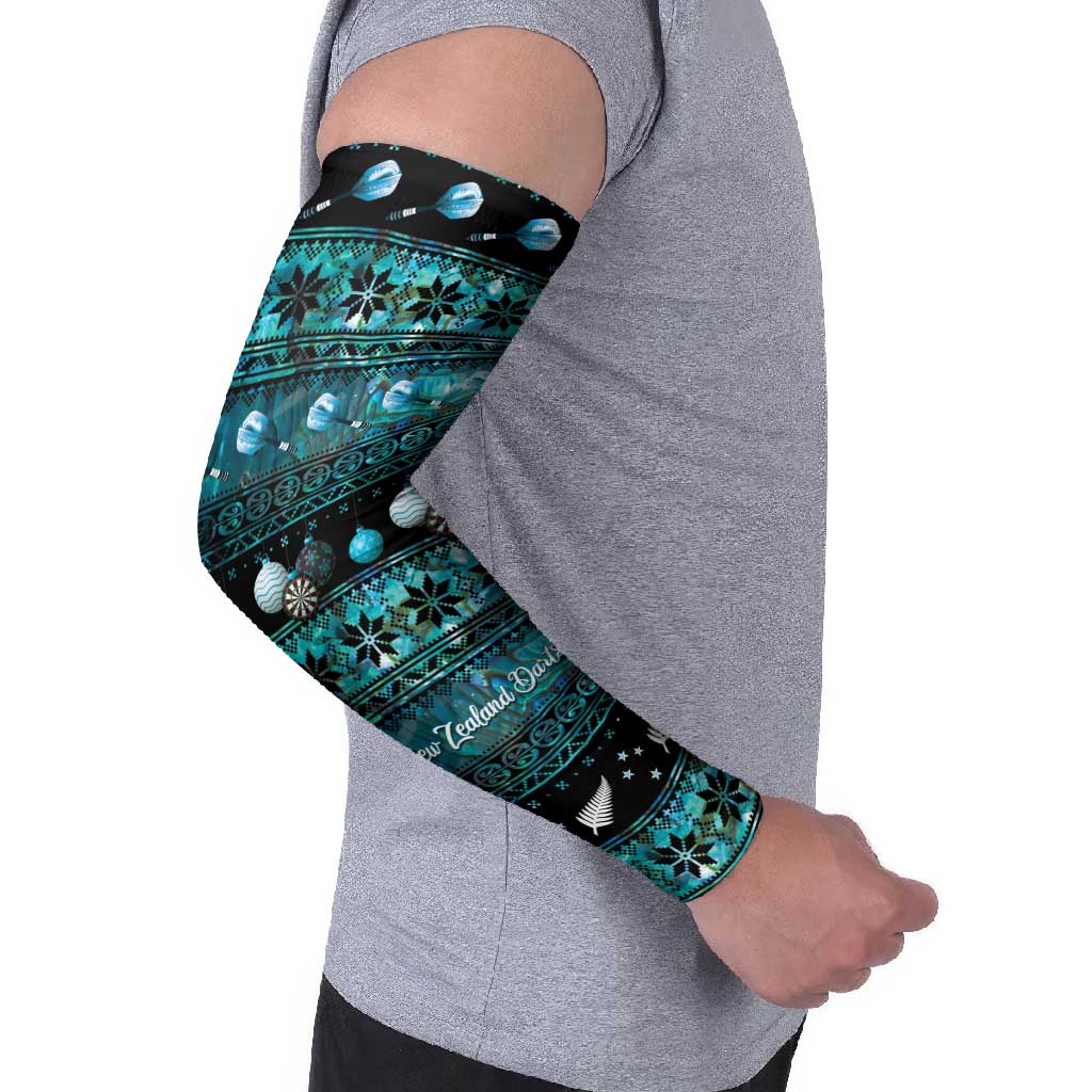New Zealand Darts Christmas Arm Sleeves Merry Xmas Aotearoa Maori Paua Shell - Aussie Hoodie